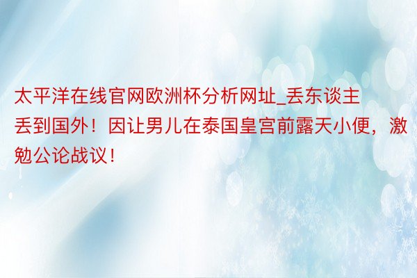 太平洋在线官网欧洲杯分析网址_丢东谈主丢到国外！因让男儿在泰国皇宫前露天小便，激勉公论战议！